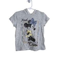 Disney Minnie Mouse Hoodie Shirt Girl's 5 Gray Short Sleeve Top