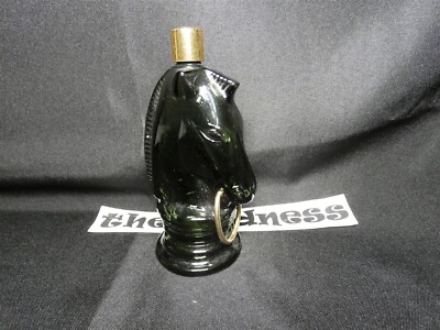 Empty Avon Windjammer After Shave Bottle Green Glass Horse Container