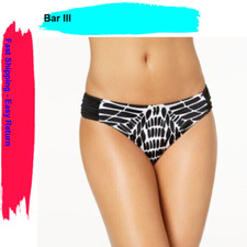 Bar III Women's Kalediscope Side-Cinch Hipster Bottoms Black White L