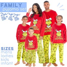 Family Kids Adults Matching Christmas Grinch Pyjamas Xmas Pyjama Set Fleece PJ's