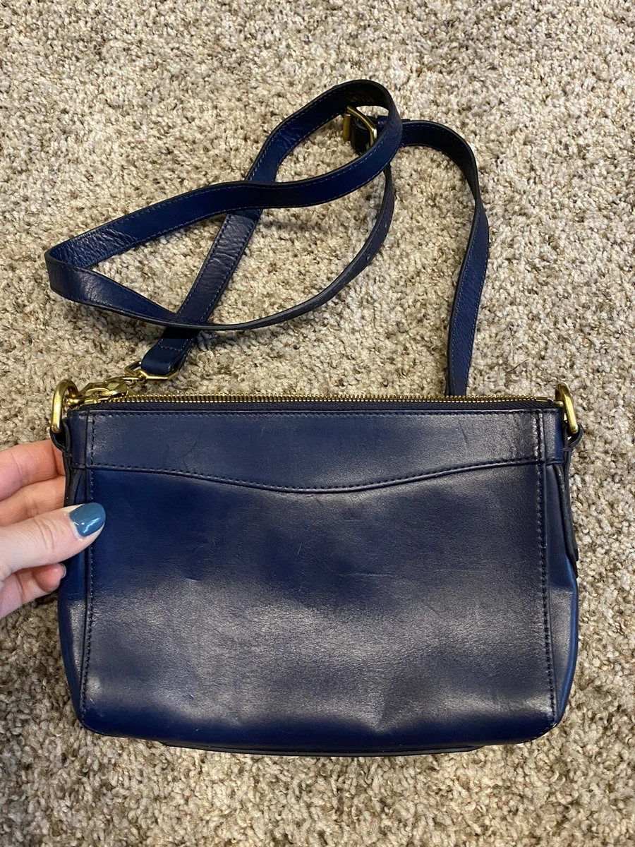 J.CREW NAVY BLUE LEATHER SHOULDER BAG CROSSBODY PURSE BAG