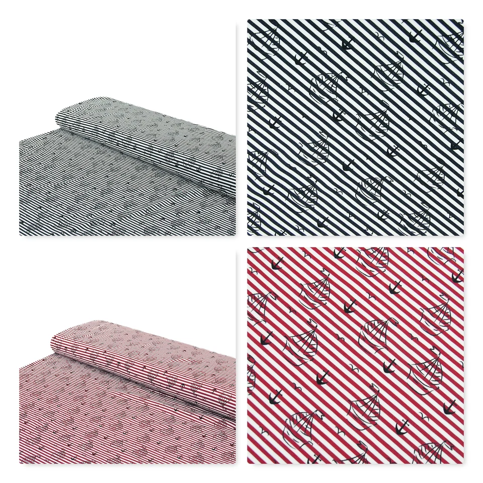 NADELTRAUM Baumwoll - Jersey Stoff maritim Segelboote Anker - Meterware ab 25 x 160 cm