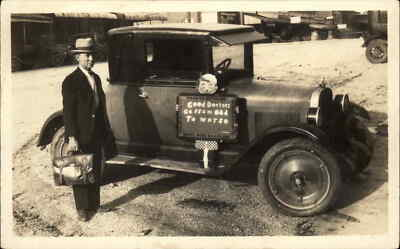 #ad Gas amp; Oil Advertising Salesman amp; Car EN AR CO Oil White Rose Gas c1920s RPPC $37.49