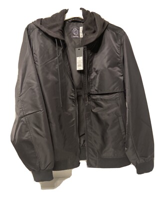 New Men's Black hooded Jacket Size Medium
