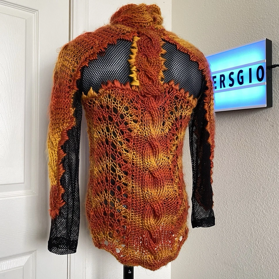 Suéter Tejido Japonés Para Hombres Pequeño Pullover Avant Garde Archivo Malla Web Abierto RARO Foto 4 de 4