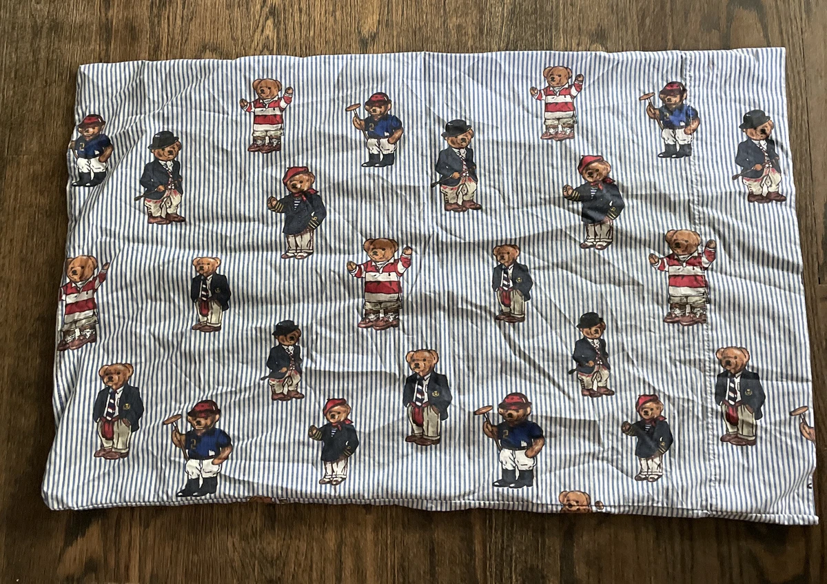Polo Ralph Lauren Striped Pillowcase Classic Teddy Bear Standard