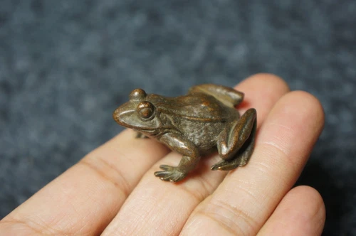 Old Ancient Chinese Copper pray for auspiciousness frog Figurines&Statues - Picture 2 of 6
