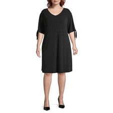 Worthington Short Sleeve A-Line Black Dress Women's Plus Size 0X