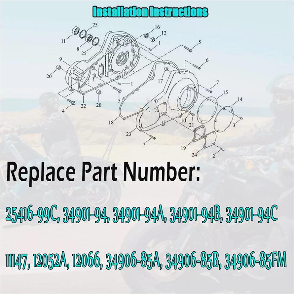 NOVO Kit de Junta de Tampa Primária de Embreagem para Harley Electra Glide Road King 1999-2006 - Imagem 3 de 4