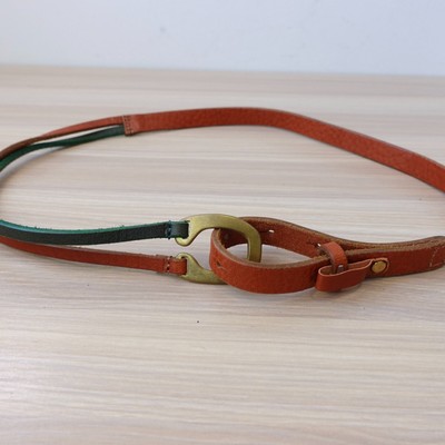 Horseshoe Belt Buckle Womens XS Brown Leather Western Boho 