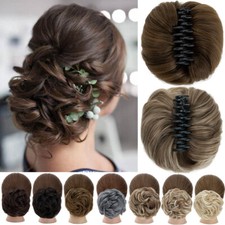 Highlight Claw Clip In Hair Extension Messy Bun Hair Piece Scrunchie Updo Curly
