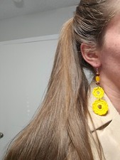 double yellow  hoop earrings.crochet earrings .Gifts for her