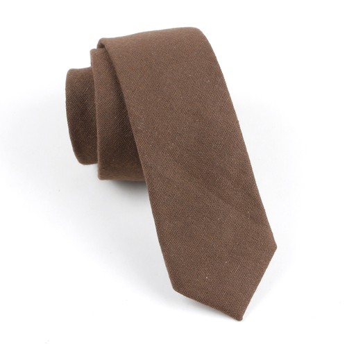 Schmale Herrenkrawatte einfarbig Leinen Baumwolle Hochzeit Business formell 6cm - Bild 8 von 18