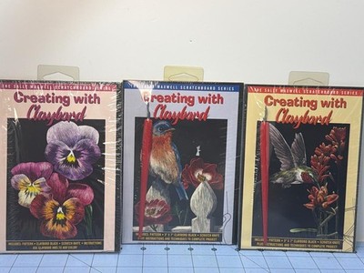 3 SALLY MAXWELL Creating With Clayboard Kits Hummingbird, Pansies, Bluebird