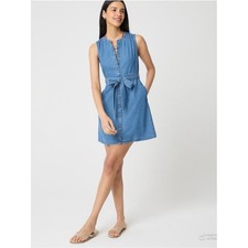 J Crew Factory TALL Chambray Mini Shirtdress Size 12T NWT Sleeveless Denim Dress