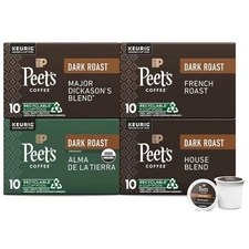 Peets 40 Count Coffee Variety Pack K Cup Pods Dark Roast/ 10 Per Box BB:09/16/25