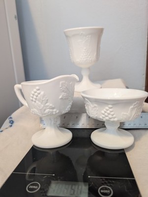 Indiana Milk Glass Harvest Grape Vintage Three Pieces