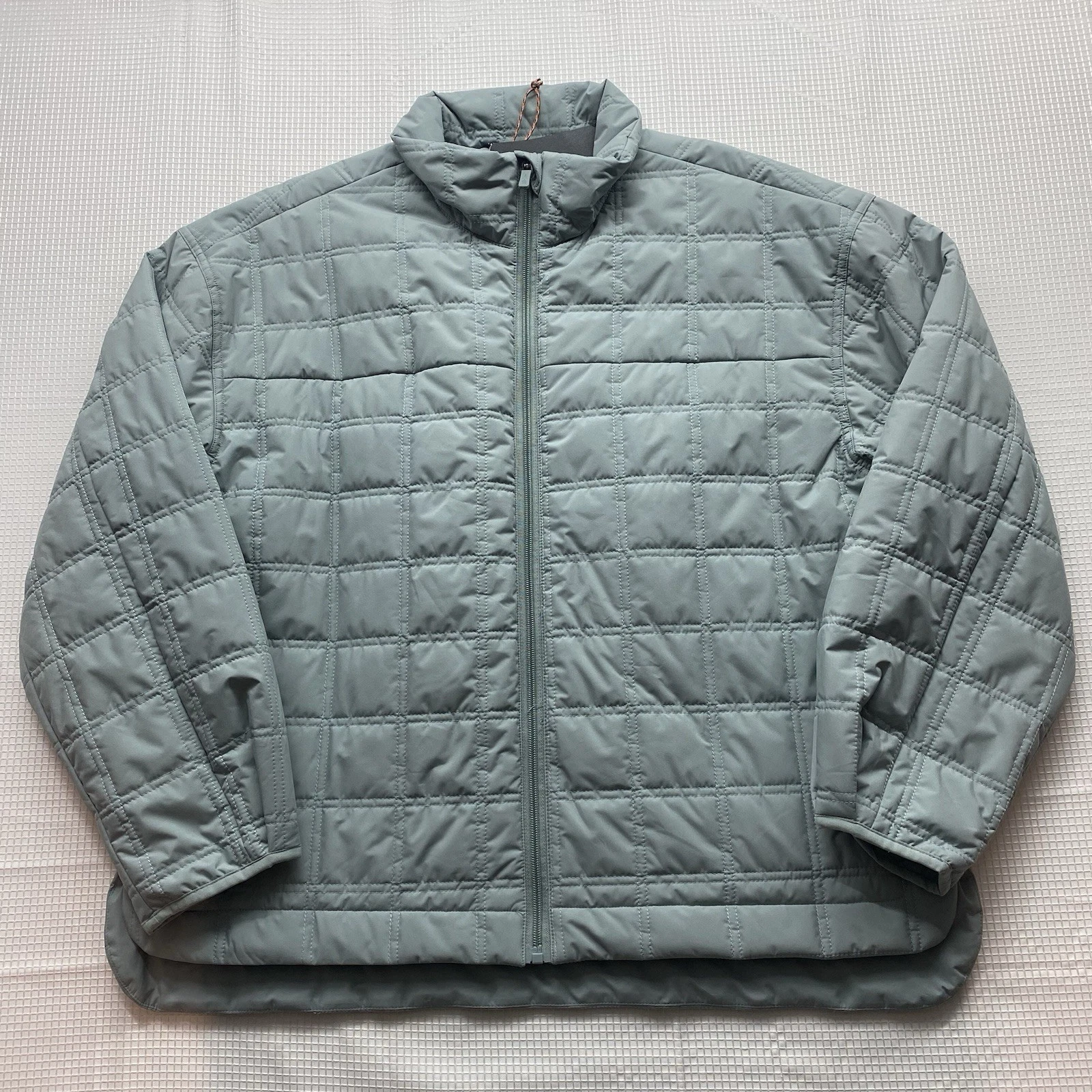Bass Outdoor Jacket Mens Medium Quilted Puffer Full Zip Lightweight Silver Blue