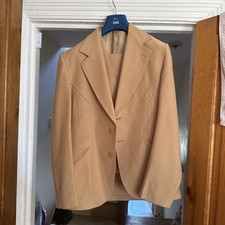 vintage 60s 70s Crown DELUXE Polyester 3 Pc Vested Disco Suit Crazy Design 38 R