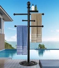 Pool Towel Rack Outdoor 6 Bars Metal Heavy Duty Never Tilt Pool Accessories