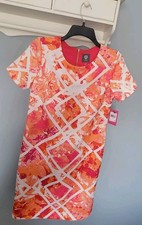 Vince Camuto Wear to Work Short Sleeve Flower Print Cocktail Shift Dress Sz 10