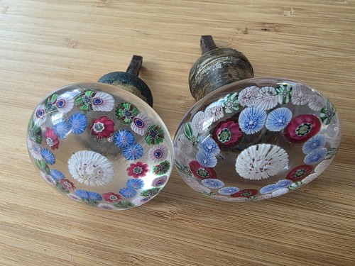 Clichy Rare Antique 2 Paperweight Door Knob Millefiori 19th century - Imagen 7 de 17