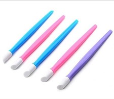 6pcs Professional Plastic Handle - Hard Rubber Tipped Nail Art Tool Cuticle