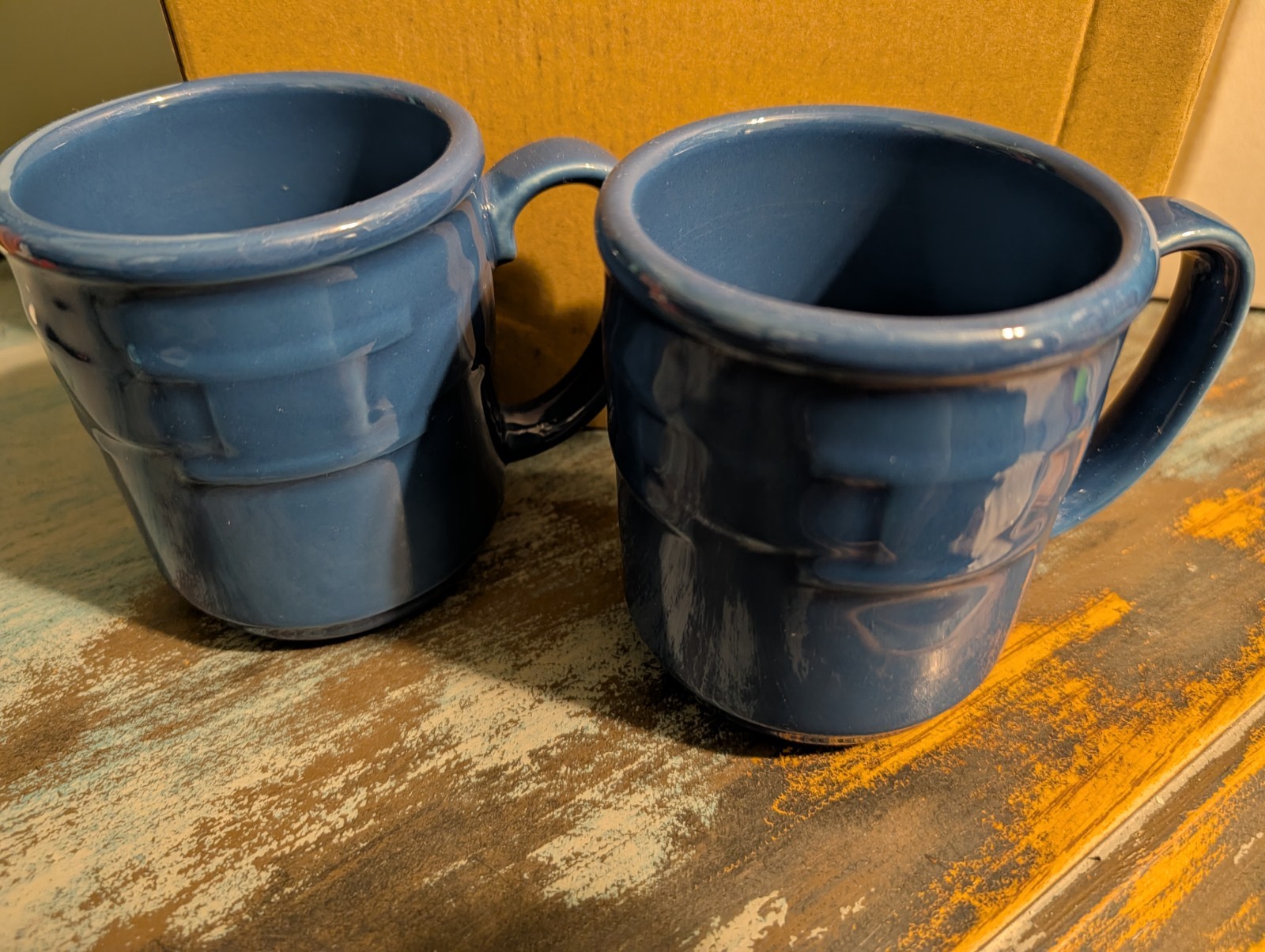 Longaberger Pottery Blue Cornflower Woven Traditions Coffee Mug Made in USA X2