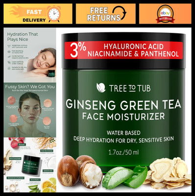 Ginseng Green Tea Face Moisturizer for Sensitive & Dry Skin, 1.7 Oz - Hydrating