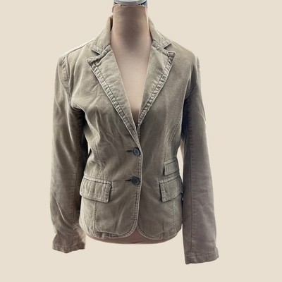 Amisu Tan Corduroy Blazer Two Button Notched Lapel Jacket Beige Size 38