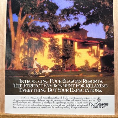 1991 Four Seasons Hotels Room Service Bicycle Vintage Print Ad Advert Art
