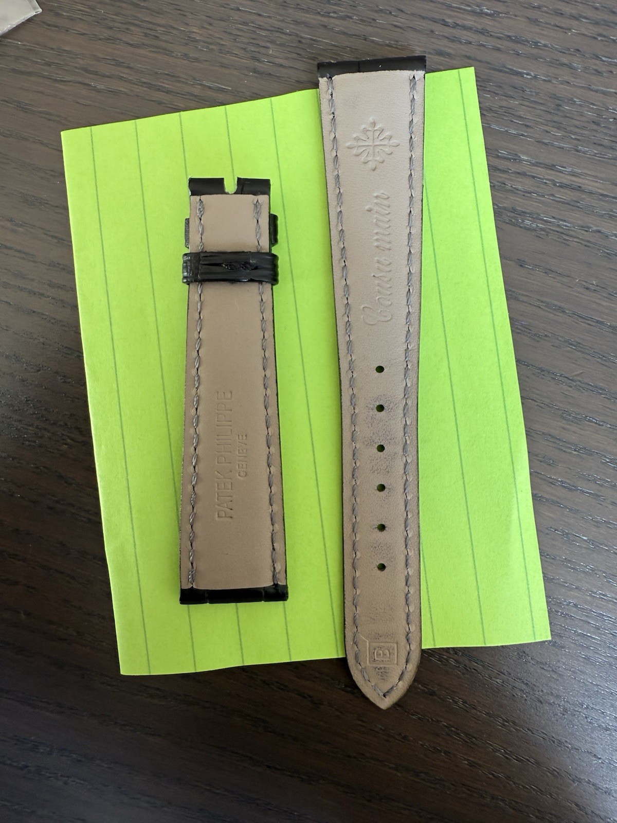 Patek Philippe matte black croc 19x14mm strap new