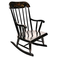 NICHOLS & STONE Hitchcock Original Vintage Signed Ebonized Childs Rocking Chair