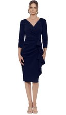 Xscape Women's Short, Scuba Crepe Dress, with Long Sleeves and Ruffle Detail