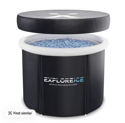 Explore Ice Bath Pro Max Extra Large Athlete Cold Plunge Bath Tub, Black/White