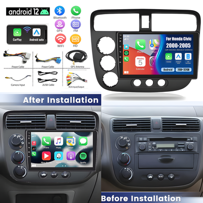 For HONDA CIVIC 2000-2005 Apple Carplay Android 15 GPS Car Navi