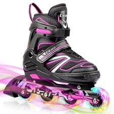 Adjustable Inline Skates with Light up Wheels for Kids Boys and Girls Size L