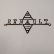 Vintage Oem Renault Diamond Script Emblem Rare Metal Dauphine 4cv 8 Hatch Badge