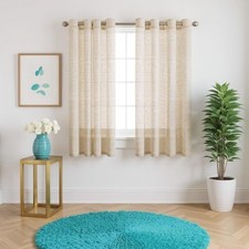 H. Versailtex Linen Light Filtering Sheer Curtains 52x84 Grommet Top Set Of 2