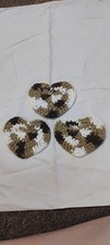 Crochet 100 Cotton Handmade Heart Shaped Coasters Brown And White