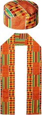 2Pcs African Kente Pattern Kufi Hat Men African Print Scarf Black African Histor