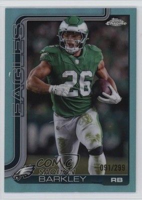 2025 Topps Chrome Teal Refractor 91/299 Saquon Barkley #248 1n9c