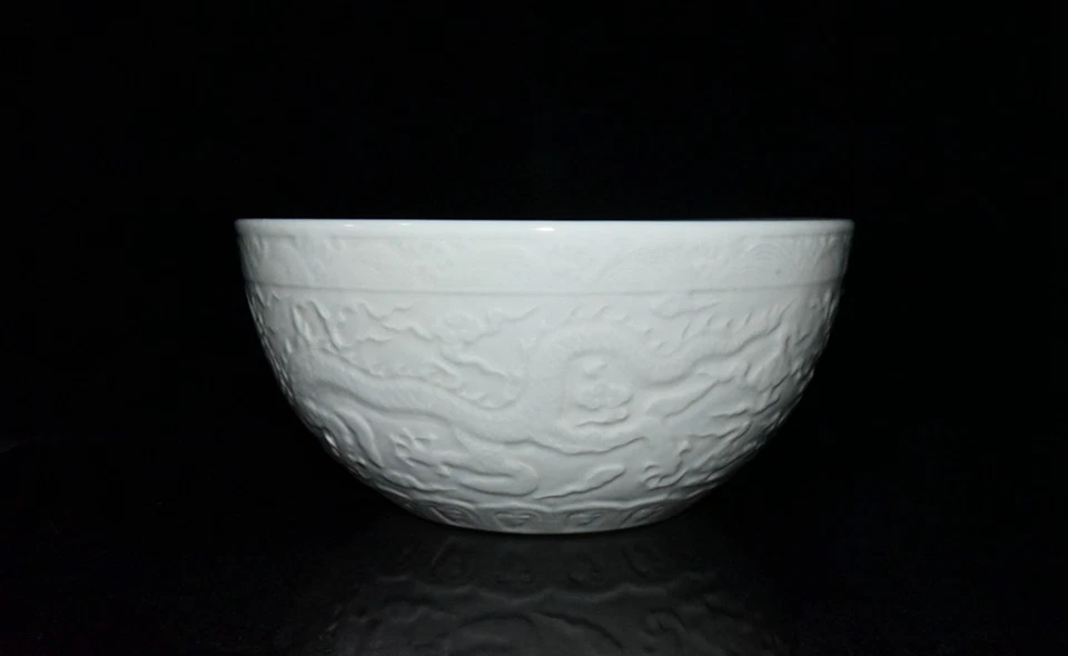 Cuenco chino de porcelana esmaltada blanca pintado a mano exquisito patrón dragón 110822 Foto 4 de 4