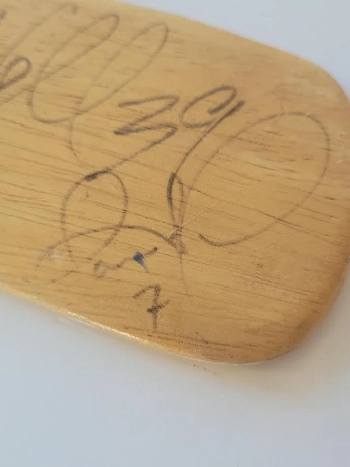 Mini palo de hockey vintage Edmonton Oilers firmado Doug Weight y Jason Arnott años 90 Foto 4 de 4