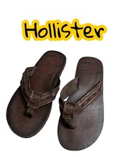 Hollister Mens  Brown Leather Flip Flop Size 11 /12