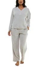 ROUDELAIN Women's 2-PC Rib Velour Pajama Set Size Large Vapor Blye Retail $79
