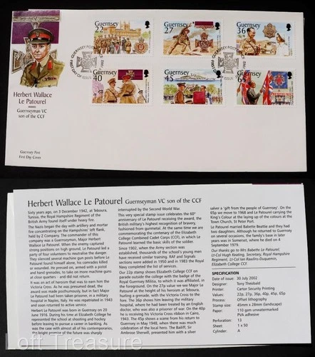 Guernsey Stamps: "Herbert Le Patourel VC" First Day Cover 2002