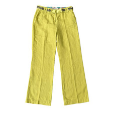 Per Una vintage 100 linen green lime wide leg pants size 14 Long