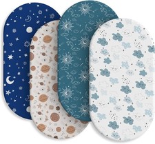 IOCCLH Baby Bassinet Sheets for Baby Boy Girls,4-Pack Fitted Bassinet Sheets Set