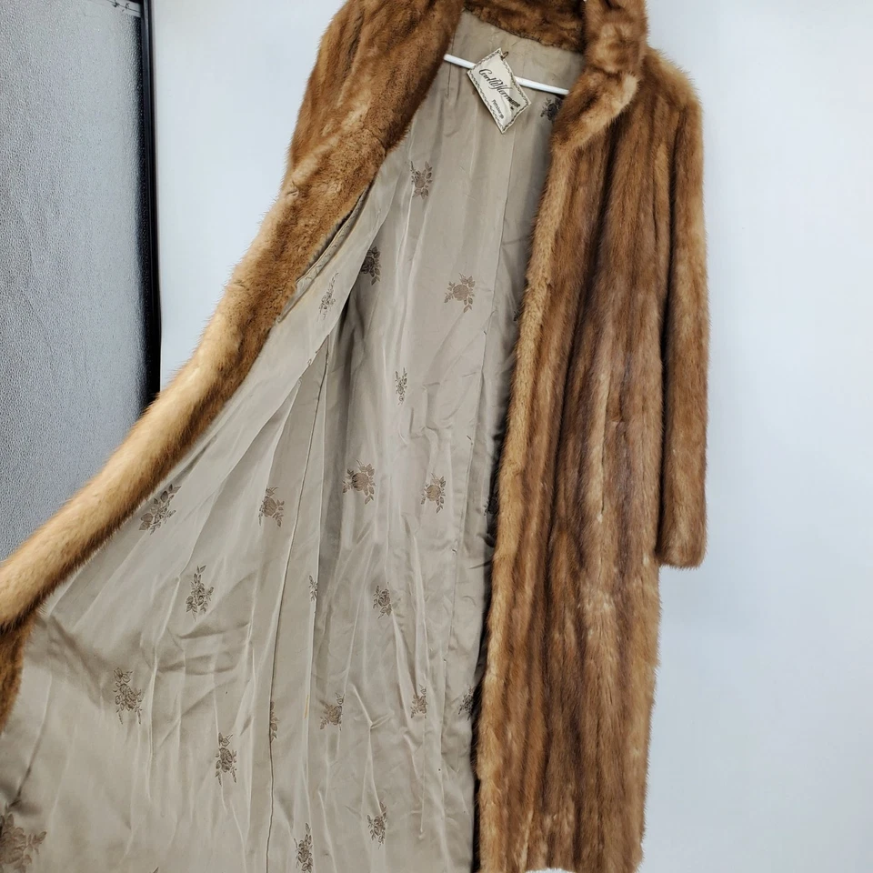 Vintage Carl W Herrmann Brown Mink Fur Mob Wife Long Winter Trench Jacket Coat - Image 3 of 4